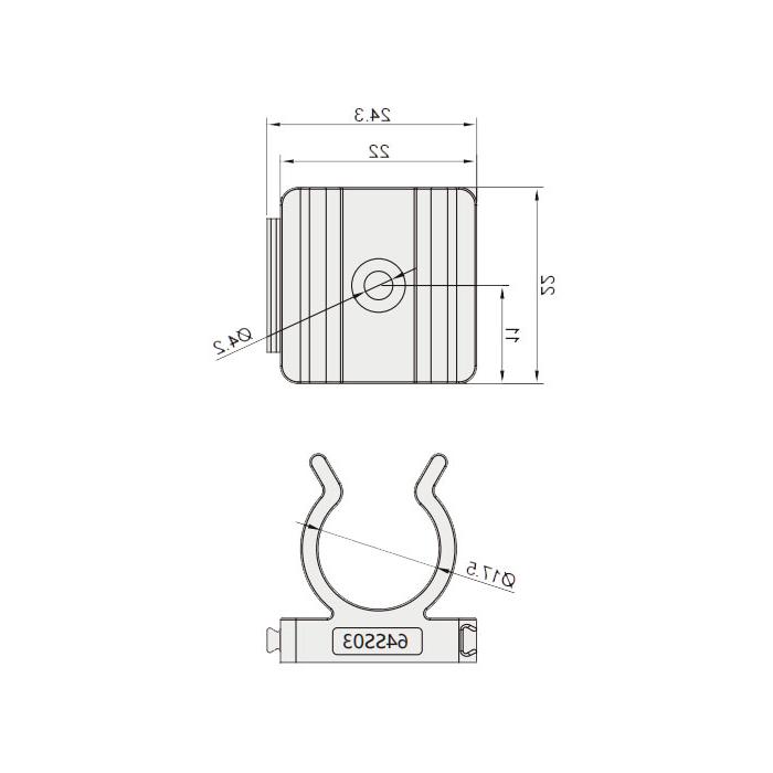 IO-Link 附件、固定线夹、适用于M12预铸线M4螺丝、固定座内径17.5mm、64SS04